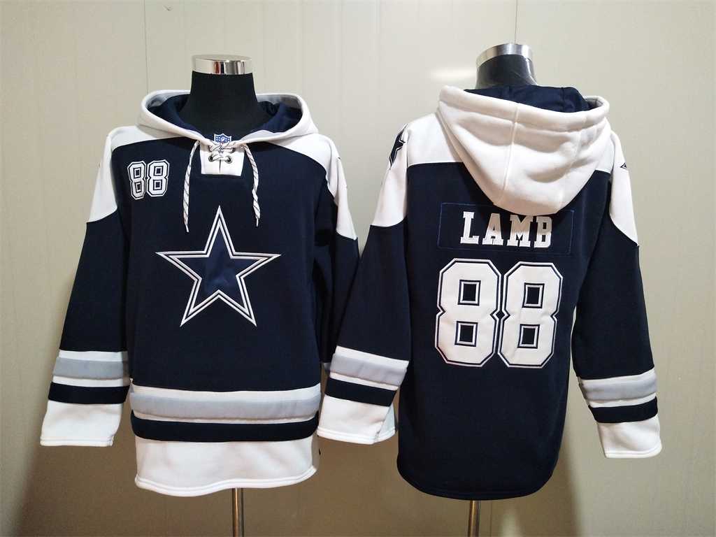 Dallas Cowboys #88 CeeDee Lamb Navy Blue Ageless Must Have Lace Up Pullover Hoodie,We sell and wholesale Dallas Cowboys #88 CeeDee Lamb Navy Blue Ageless Must Have Lace Up Pullover Hoodie on line form chian!